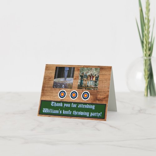 Photo Based Knife Throwing Birthday Thank You Card