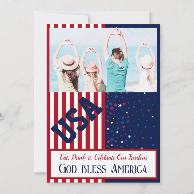 Photo BBQ & Brew USA Independence Day 4th of July Invitation (Front)