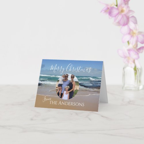 Photo Beach Christmas Folded Greeting Card