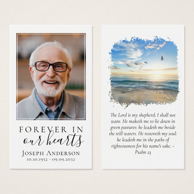Photo Beach Memorial Prayer Card (Front & Back)