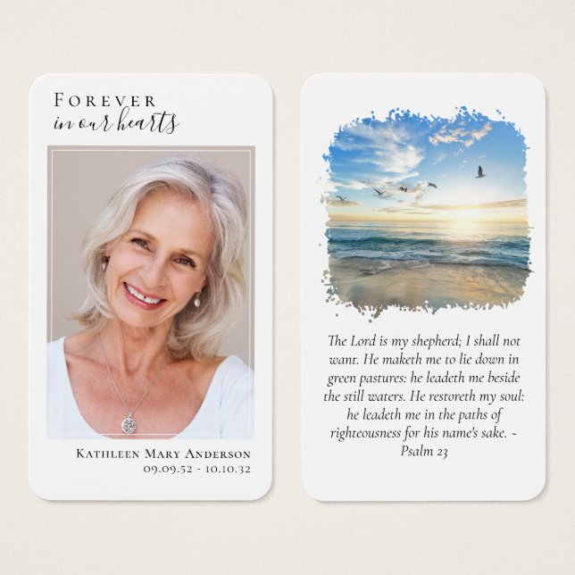 Photo Beach Memorial Prayer Card (Front & Back)