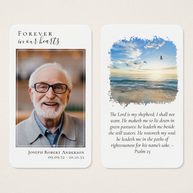 Photo Beach Memorial Prayer Card (Front & Back)
