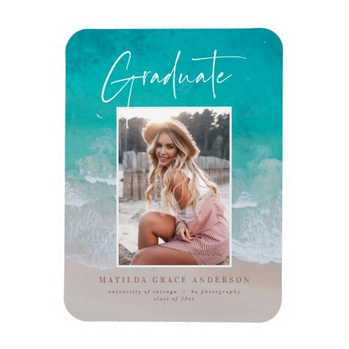 Photo beach ocean graduation announcement party magnet