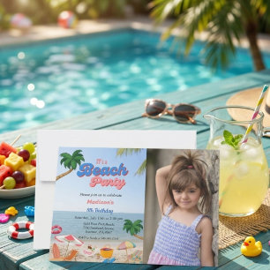 Photo beach party birthday, summer beach birthday invitation