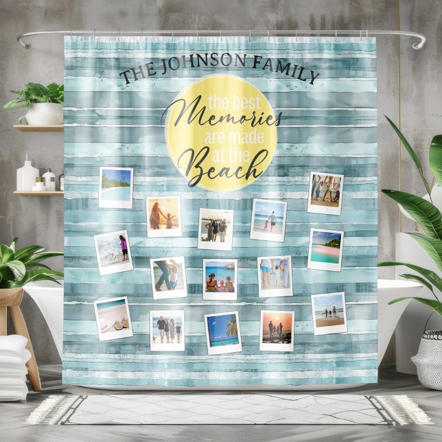 Photo Beach  Shower Curtain (Add your own photo beach memories shower curtain for beach themed bathrooms)