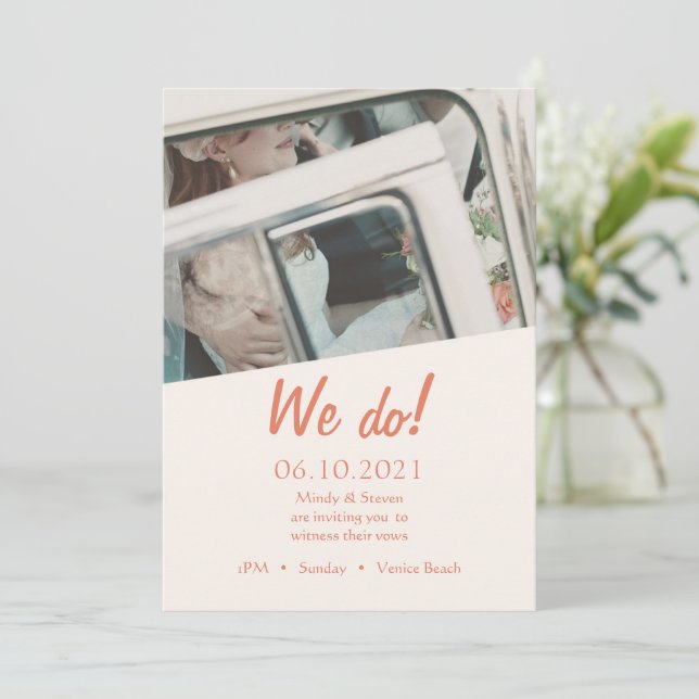 Photo Beach Wedding Invitation (Standing Front)