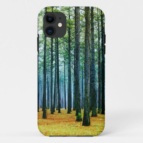 Photo Beautiful Pine Tree Forest Yellow Grass iPhone 11 Case