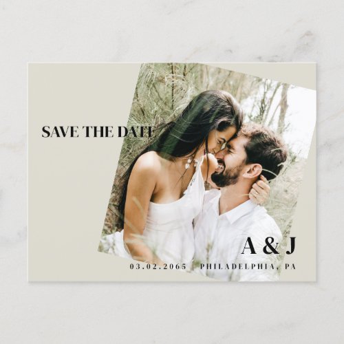 Photo Beige Save the date Wedding Website QR Code  Postcard