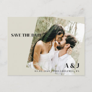 Photo Beige Save the date Wedding Website QR Code  Postcard
