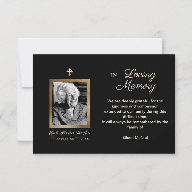 Photo Bereavement Thank You, after funeral Invitation (Front)