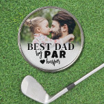 Photo Best Dad By Par Golf Ball Marker<br><div class="desc">This personalized golf ball marker is a perfect way to celebrate the "Best Dad By Par." The design features a bold mix of typography with script fonts, creating a stylish and meaningful message. A white gradient at the bottom fades into a customizable photo, which can feature the gifter, a father...</div>