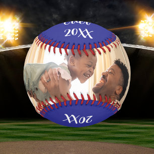 Photo Best Dad Ever Blue Personalize Baseball