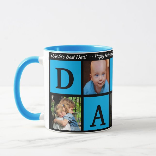 Photo BEST DADDY Collage Coffee Father's Day Black Mug (Left)