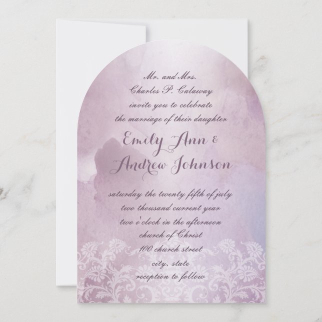 Photo Best Day Ever Lavender Watercolor Wedding Invitation (Back)