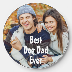 Photo BEST DOG DAD EVER Modern Stylish Script Wireless Charger