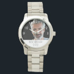 Photo best father dad ever text watch<br><div class="desc">Template for your own photo of the best father,  dad in the world.  A white frame with black text. White numbers from 9 to 3. A birthday or Christmas gift for your father.  With the text: Best Father Ever.</div>