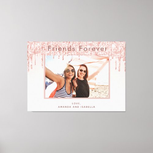 Photo Best Friends Forever blush pink rose glitter Canvas Print