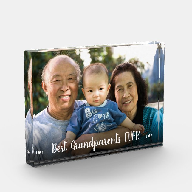 Photo Best Grandparents Ever Hearts Modern  Block (Left)