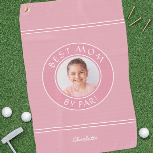 Photo Best Mom By Par Elegant Sports Golfer Pink Golf Towel