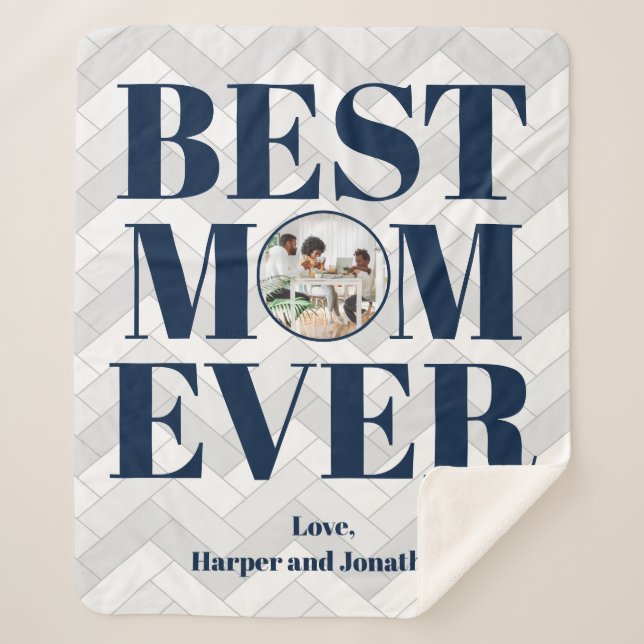 Photo Best Mom Ever Pattern Sherpa Blanket (Front)
