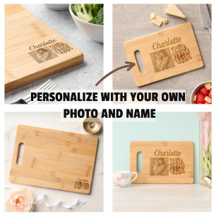 Photo Best Mom Ever Retro Typography Engraved Cutting Board