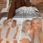 Photo | Bestie | Personalized | BFF Fleece Blanket<br><div class="desc">Discover the ultimate expression of cherished friendship with our Modern Bestie Blanket. Perfectly tailored for any occasion, it features a sophisticated gradient gray background, space for two memorable photos, and customizable 'BESTIE' text with your names. The flexibility of changing fonts, sizes, and colors makes it a personal and bespoke present...</div>