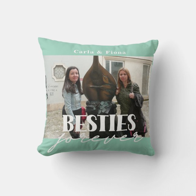 Photo Besties Best Friends Gift Throw Pillow (Front)