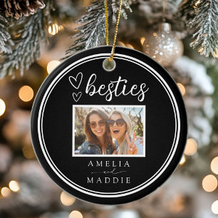 Photo Besties Modern Minimal Black and White Ceramic Ornament