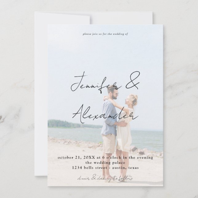 Photo & Big Names Vertical Photo Wedding V2 Invitation (Front)