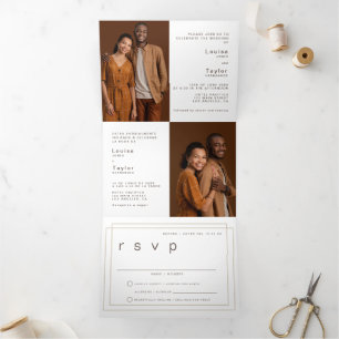 Photo Bilingual Wedding Invitation - All in One