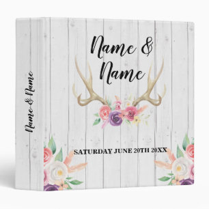 Photo Binder Wedding Scrapbook Antlers Rustic
