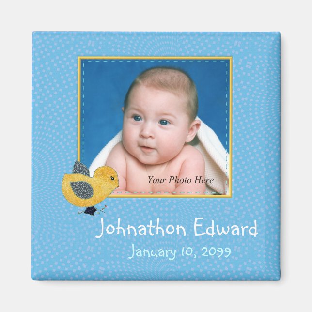 Photo Birth Annoucement Cute Baby Chick Magnet (Front)