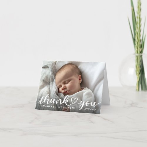 Photo birth announcement card joined up thank you