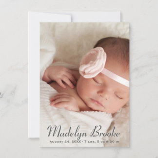 Photo Birth Announcement Card | Pink Polka Dots