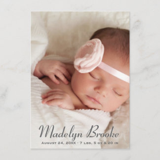 Photo Birth Announcement Card | Pink Polka Dots