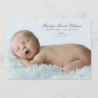 Photo Birth Announcement Card | Script Elegance