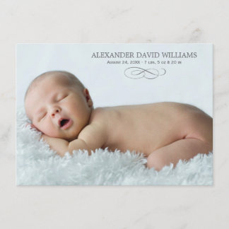 Photo Birth Announcement Card | Simple Elegance