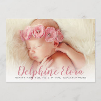 Photo Birth Announcement Card | Statement Name