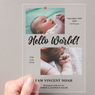 Photo Birth Announcement Frosted Acrylic Card