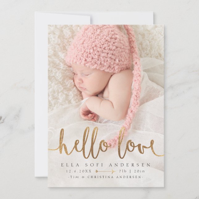 PHOTO BIRTH ANNOUNCEMENT | Girl Boho Gold Arrow (Front)