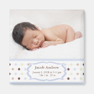 Photo Birth Announcement Magnets - Baby Boy