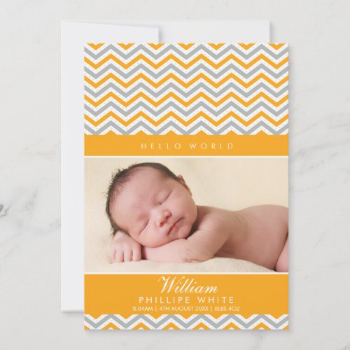 PHOTO BIRTH ANNOUNCEMENT : sweet chevron orange