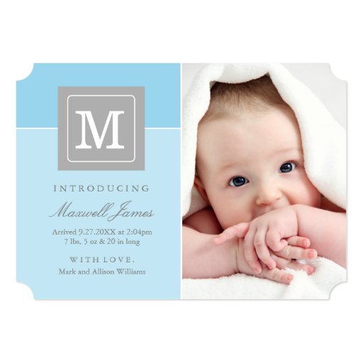 Photo Birth Announcements | Letter Block Baby Boy | Zazzle