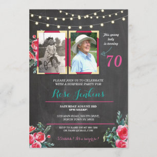 Photo Birthday 60th 70th Floral 2 Pictures Invite