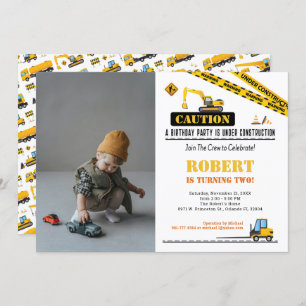 Photo Birthday Any Age Construction Dump Truck Invitation