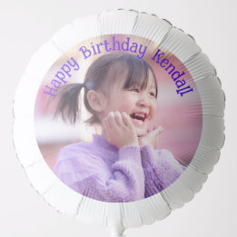 Photo Birthday Balloon Purple Text Template