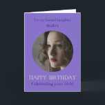 Photo Birthday Card Granddaughter, 16 or Add Age<br><div class="desc">Photo Happy Birthday card for Granddaughter from Grandmother or Grandfather. Set up for a 16th birthday but you can add any age. Add your own selected photo into a light purple round frame to make this card a special gift in its own right. Click on 'Personalise'. Enter the name of...</div>