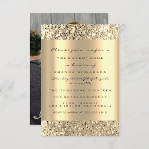 Photo Birthday Champagne Gold Spark Glitter Invitation