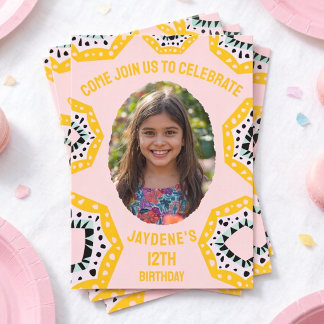 Photo Birthday Invitation With Colorful Shapes