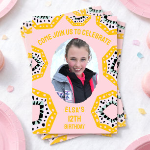Photo Birthday Invitation With Colorful Shapes